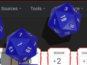 blue 20 sided dice